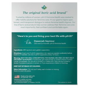 pH-D Feminine Health Boric Acid Vaginal Suppositories for Women's Health, 24 Count - Image 6