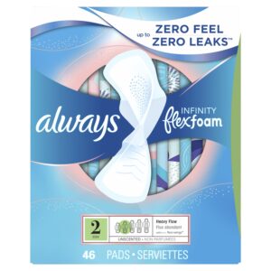 Always Infinity Feminine Pads for Women with Wings, Size 2 Heavy, Unscented, 46 Count - Image 8