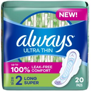 Always Ultra Thin Pads with Wings, Size 2, Long Super Absorbency, 42 Count - Image 10