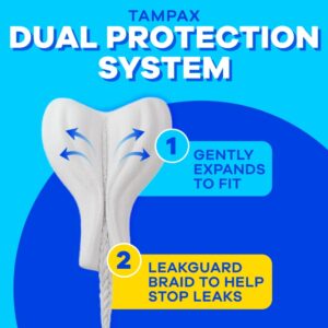 Tampax Pearl Tampons Duo Multipack with LeakGuard Braid, Regular/Super Absorbency, 34 Ct - Image 5