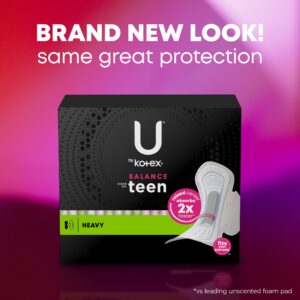 U by Kotex Balance Sized for Teens Ultra Thin Pads with Wings, Heavy Absorbency, 28 Count - Image 3