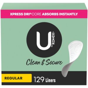 U by Kotex Clean & Secure Panty Liners, Light Absorbency, Regular Length, 129 Count - Image 1