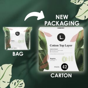 L. Ultra Thin Pads for Women, Regular, 100% Pure Cotton Top Layer 42 Ct - Image 1