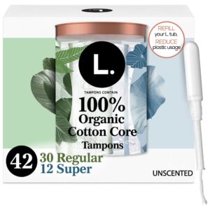 L. Organic Cotton Tampons DuoPack - Regular/Super Absorbency, 42 Ct - Image 1