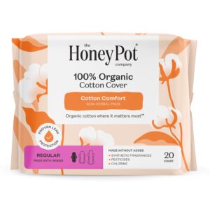 Honey Pot 100% Organic Cotton Comfort Cover Regular Pads, 20 Count - Image 1