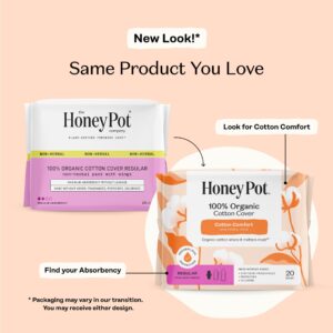 Honey Pot 100% Organic Cotton Comfort Cover Regular Pads, 20 Count - Image 2