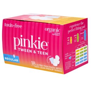 Pinkie Teen Pads, Organic Cotton, Regular (18 Count) - Image 1