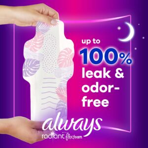 Always Radiant Feminine Pads with Wings, Size 4, Overnight Absorbency, Scented, 28 CT - Image 2