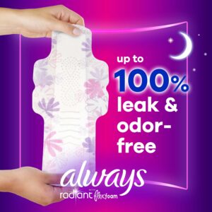 Always Radiant Feminine Pads with Wings, Size 4, Overnight Absorbency, Scented, 28 CT - Image 24