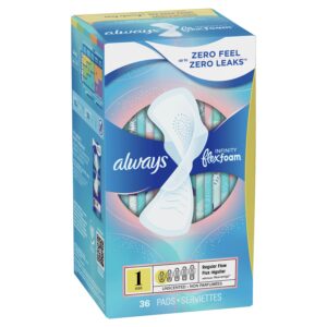 Always Infinity Feminine Pads, Size 1 Regular, with Wings, Unscented, 18 ct - Image 16
