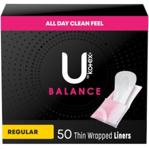 U by Kotex Balance Daily Wrapped Panty Liners, Light Absorbency, Regular Length, 50 Count - Image 1
