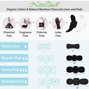 NATRATOUCH ~ COMPOSTABLE ~ NATURAL BAMBOO CHARCOAL SANITARY PADS (HEAVY FLOW - 3 Pack total 24 Pads) - Image 2
