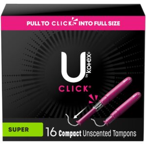 U by Kotex Click Compact Tampons, Super, Unscented, 32 Count - Image 10