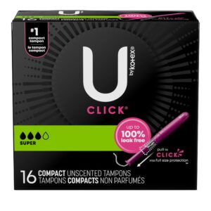 U by Kotex Click Compact Tampons, Super, Unscented, 32 Count - Image 11