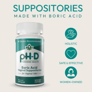 pH-D Feminine Health Boric Acid Vaginal Suppositories for Women's Health, 72 Count - Image 2