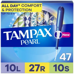 Tampax Pearl Tampons Trio Multipack with LeakGuard Braid, Light/Regular/Super Absorbency, 64 Ct - Image 12