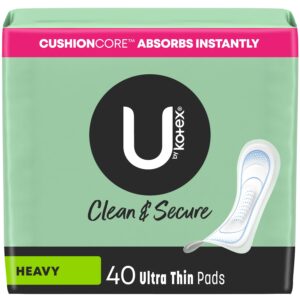 U by Kotex Clean & Secure Ultra Thin Pads, Heavy Absorbency, 40 Count - Image 1