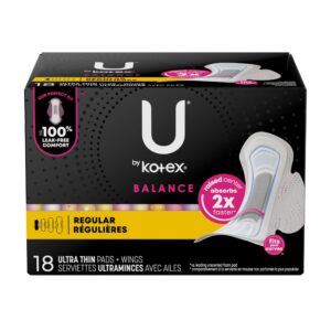 U by Kotex Balance Ultra Thin Pads with Wings, Regular Absorbency, 18 Count - Image 11