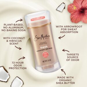 SheaMoisture Whole Body Deodorant Stick for Women Fresh Coconut & Hibiscus Aluminum Free, 2.6 oz - Image 5