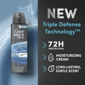 Dove Men+Care Antiperspirant Deodorant Dry Spray Twin Pack, Clean Comfort, 3.8 oz - Image 3