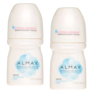 Almay Anti-Perspirant & Deodorant, Sensitive Skin, Roll-On, Fragrance Free 1.7 oz (Pack of 2) - Image 1