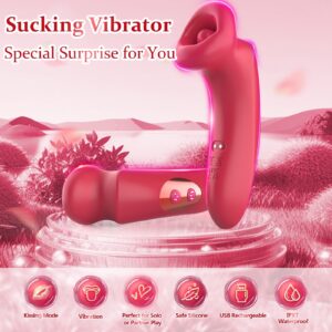 Vibrator Rose Sex Toy for Women-2 IN 1 Female Sex Toys Sucking Vibrator Rose Adult Toy, 10 Tongue Vibrating Modes and 10 Sucking Modes, 360° vibration G spot Vibrator for Woman Couples Adult Sex toys - Image 5