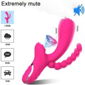 XBONP 3 In 1 Rabbit Vibrator with Anal Beads Dildo Rechargeable Vibrator Clitoris Sucking G Spot Stimulator Sex Toys for Women Adult Toys - Image 5
