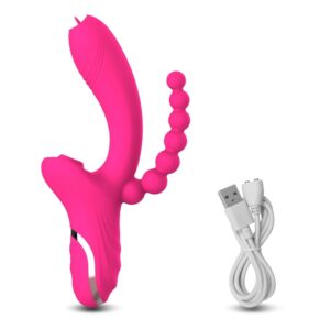 XBONP 3 In 1 Rabbit Vibrator with Anal Beads Dildo Rechargeable Vibrator Clitoris Sucking G Spot Stimulator Sex Toys for Women Adult Toys - Image 9