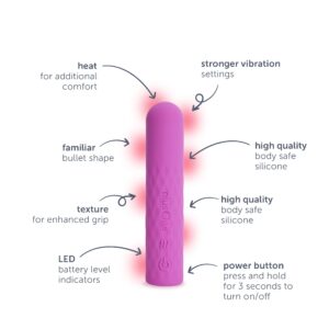 plusOne SUPER Bullet Vibrator with Warming Heat Setting, 10 Vibration Settings, Waterproof - Image 4