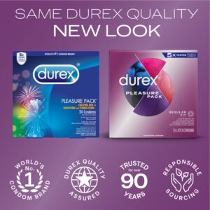 Durex, Pleasure Pack Condoms, Exciting Mix, Latex Condoms, 24 Count - Image 2