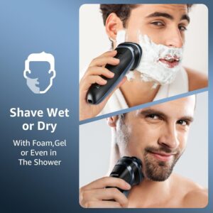 KOPEXY Electric Shavers for Men, IPX7 Waterproof Cordless Razor with Cleaning Brush, Portable Rechargeable Electric Beard Trimmer for Home Travel - Image 6