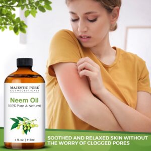 Majestic Pure Neem Oil - 100% Pure Cold Pressed - Great For Skin Care, Hair Care, Massage Oil, Nails, Acne, & Moisturizer for Dry Skin , 4 fl oz - Image 4
