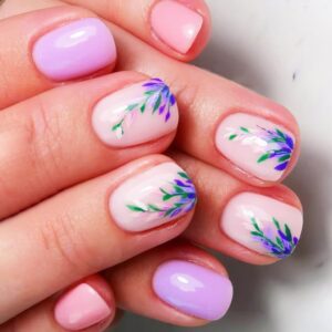 T-HOTLYST Square Press On Nail Flower Fake Nail Glues On Nail Artificial Acrylic Nail 12 Size 24pcs Stick On Nail for Women Girls - Image 11