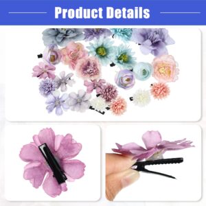 Vocoste 23 Pcs Flower Hair Clips Fake Flowers for Hair Flower Hair Accessories for Women and Girls Blue Purple - Image 5