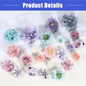 Vocoste 23 Pcs Flower Hair Clips Fake Flowers for Hair Flower Hair Accessories for Women and Girls Blue Purple - Image 6