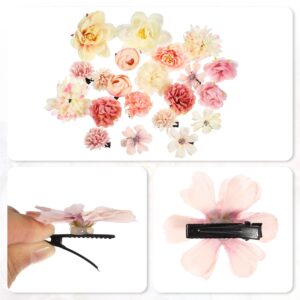 Unique Bargains 21pcs Flower Hair Clips Fake Flowers for Hair Flower Hair Accessories for Women and Girls Pink White - Image 4
