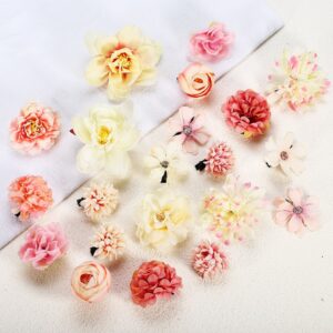 Unique Bargains 21pcs Flower Hair Clips Fake Flowers for Hair Flower Hair Accessories for Women and Girls Pink White - Image 5