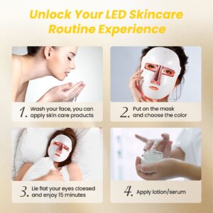 RUTAWZ LED Face Mask - 7 Color Light Therapy for Facial Skin Care, Wrinkle Reduction and Acne Improvement - Image 7