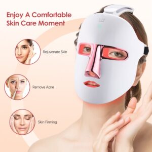 RUTAWZ LED Face Mask - 7 Color Light Therapy for Facial Skin Care, Wrinkle Reduction and Acne Improvement - Image 9