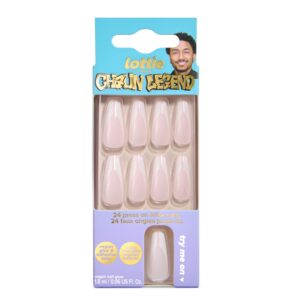 Lottie London x Chaun Legend Stay Press'd, Press on Nail Set, White Chevron Tips Coffin Shape, French Split, 24 Nails - Image 2