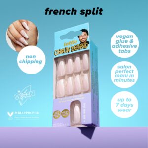 Lottie London x Chaun Legend Stay Press'd, Press on Nail Set, White Chevron Tips Coffin Shape, French Split, 24 Nails - Image 3