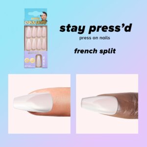 Lottie London x Chaun Legend Stay Press'd, Press on Nail Set, White Chevron Tips Coffin Shape, French Split, 24 Nails - Image 5