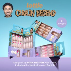 Lottie London x Chaun Legend Stay Press'd, Press on Nail Set, White Chevron Tips Coffin Shape, French Split, 24 Nails - Image 8