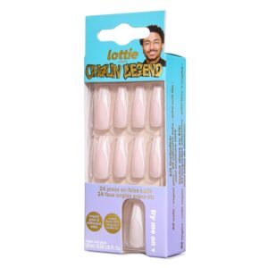 Lottie London x Chaun Legend Stay Press'd, Press on Nail Set, White Chevron Tips Coffin Shape, French Split, 24 Nails - Image 12
