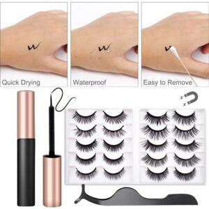 Magnetic Eyelashes Kit - 10 Pairs with Eyeliner, Natural Look, Reusable False Lashes, Tweezers - Image 3