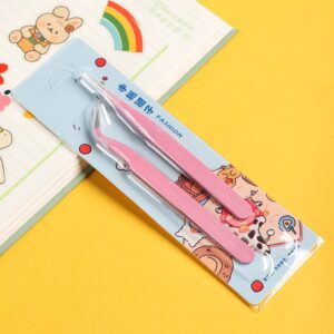DEKAXID Stainless Steel Straight Curved Tweezers Colorful Pink Blue Purple DIY Eyelash Tweezer Nail Art Sticker Rhinestones Picking Tool - Image 6