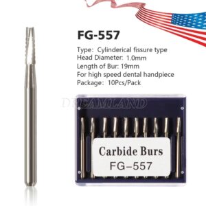 Crisp - 10Pcs Dental Tungsten Carbide Burs Fg 557 Bur Drills Friction Grip High Speed Or - Image 5
