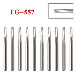 Crisp - 10Pcs Dental Tungsten Carbide Burs Fg 557 Bur Drills Friction Grip High Speed Or - Image 3