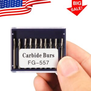 Crisp - 10Pcs Dental Tungsten Carbide Burs Fg 557 Bur Drills Friction Grip High Speed Or - Image 4