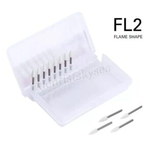 Crisp - 12Pcs Dental White Stone Porcelain Resin Handpiece Polishing Burs Fg Flame Fl2 - Image 2